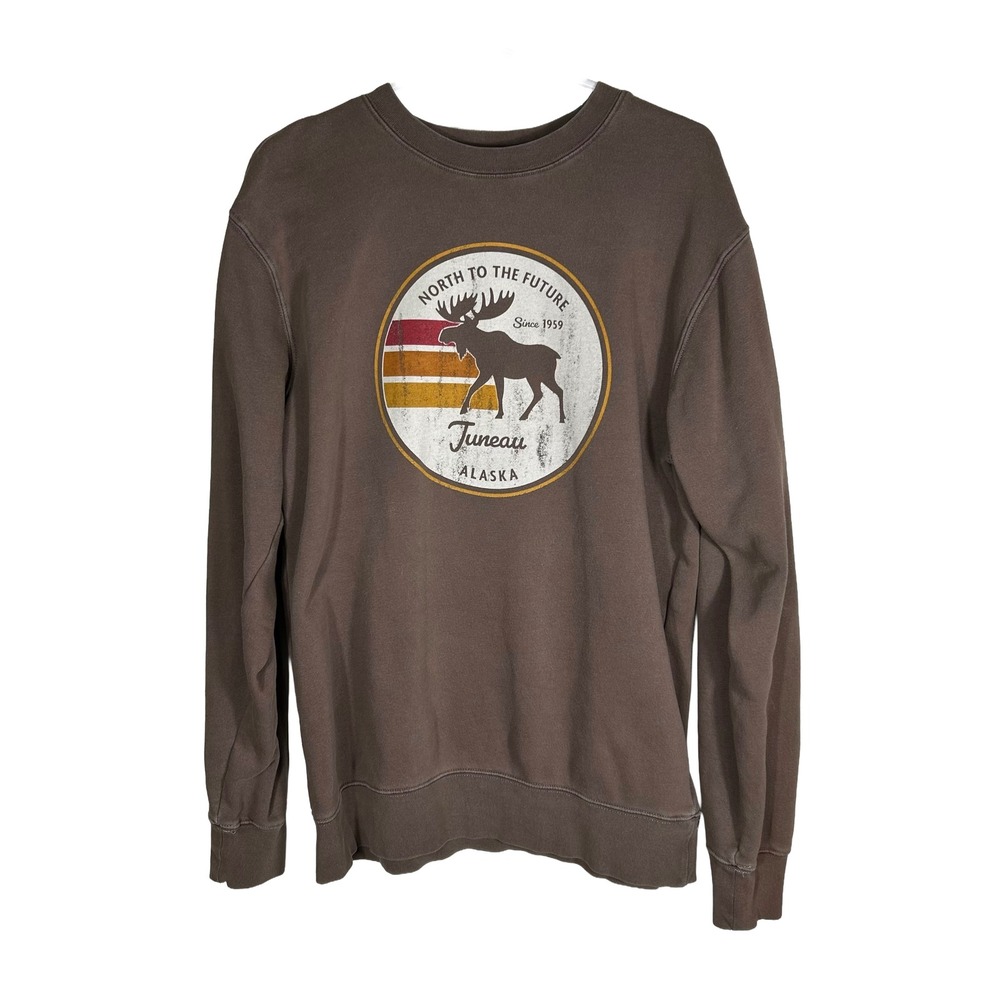 Independent Trading Co Juneau Alaska Moose Sweatshirt Brown PRM3500C Mens Medium
